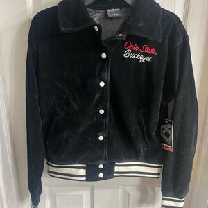 Colosseum Black Varsity Jacket with Ohio State Embroidery